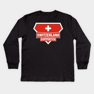 Switzerland Super Flag Supporter Kids Long Sleeve T-Shirt